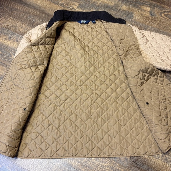 Lands' End Quilted Chore Barn Jacket Women Plus 1X 16W-18W Beige Tan Coat Zip - Picture 9 of 12